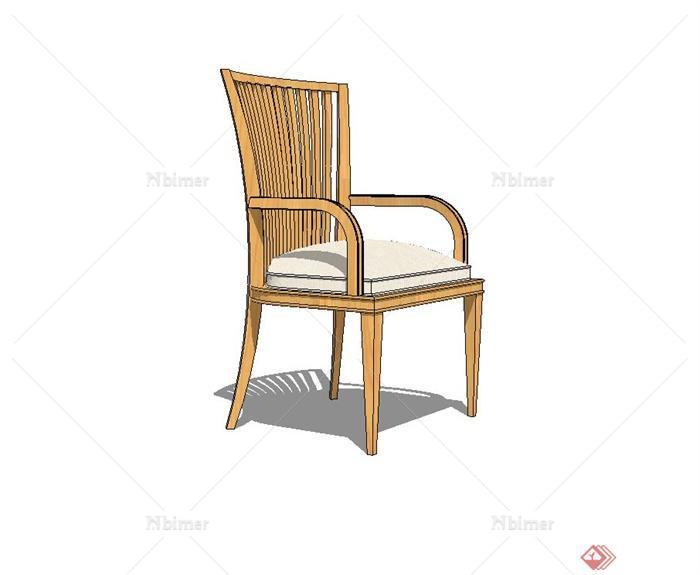 某现代室内木质扶手椅设计su模型