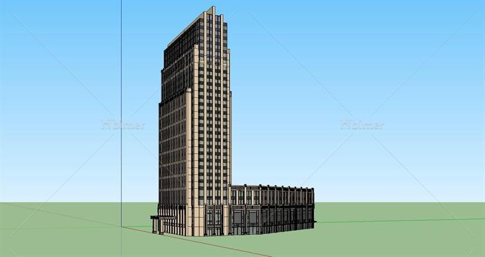 新古典风格办公楼建筑SketchUp模型[原创]