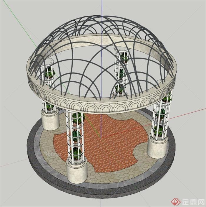 欧式特色圆顶亭设计SU模型