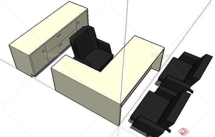 设计素材之家具办公桌椅设计方案su模型