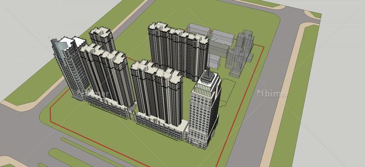 现代高层办公住宅(63947)su模型下载