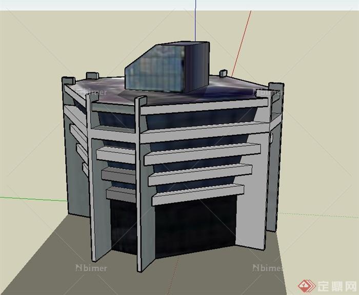 现代多层电影院建筑设计SU模型