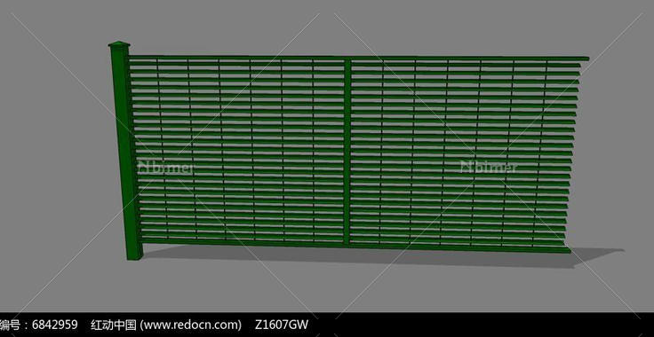 公园绿色护栏模型