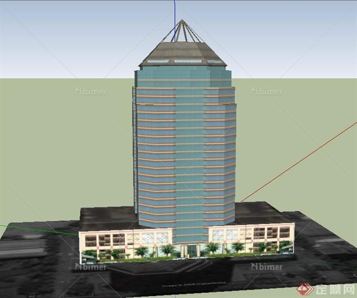 某子弹形高层酒店建筑设计SU模型