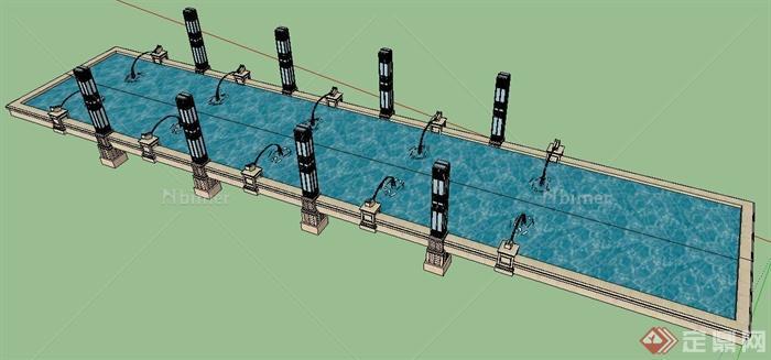 新古典吐水水池设计SU模型