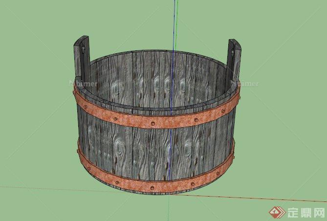 某古典中式木桶设计SU模型