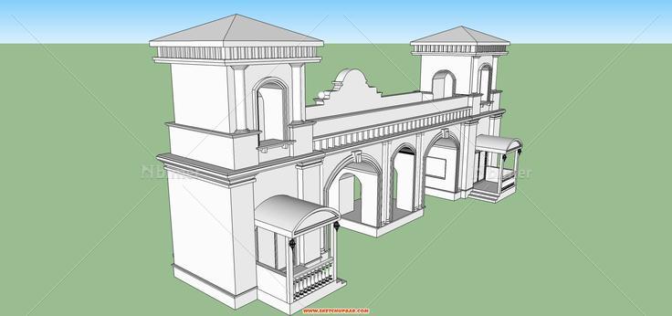 自己建的小区主入口大门模型，求关注，求加分啊
