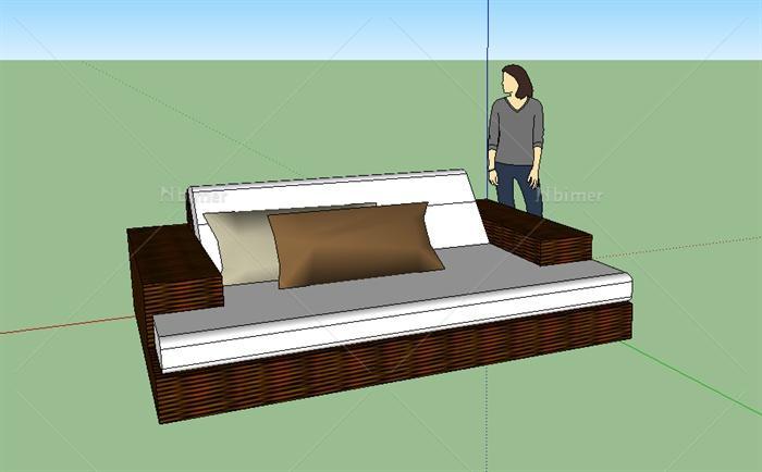 某现代室内常用家具陈设藤编沙发设计SU模型[原创