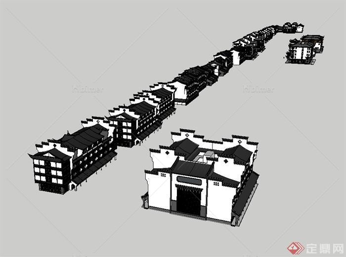中国古典中式商业楼建筑su模型[原创]