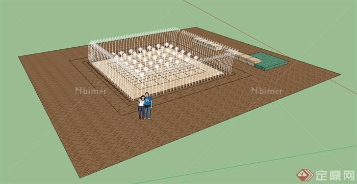 地面喷泉设计SU模型