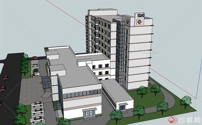 某地人民医院建筑设计SU模型、CAD图、方案