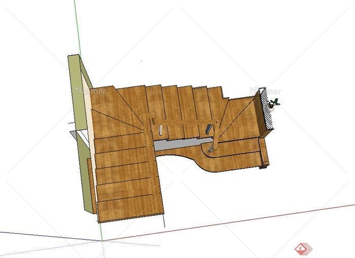 建筑节点木质楼梯设计SU模型