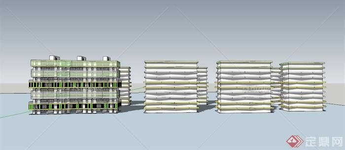 某现代住宅小区多层住宅建筑设计SU模型
