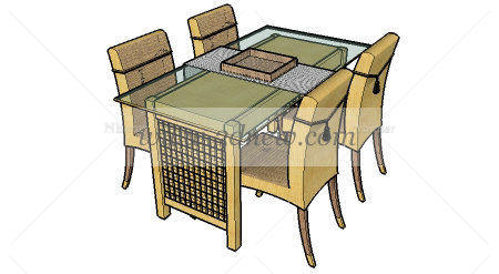 中式禅风桌椅sketchup模型