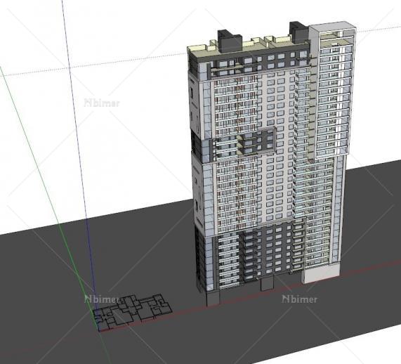 居住建筑单体设计方案SketchUp表现~