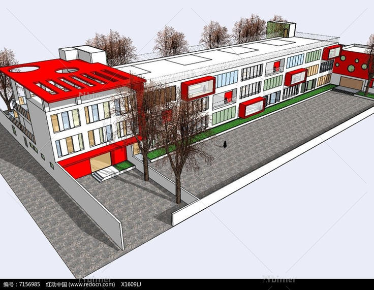 红框几何体教学楼