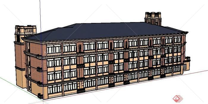 某四层欧式学校教学楼建筑设计SU模型