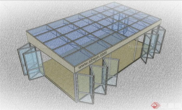 某网站玻璃展厅建筑设计SU模型