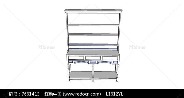 白色简约梳妆台SU模型