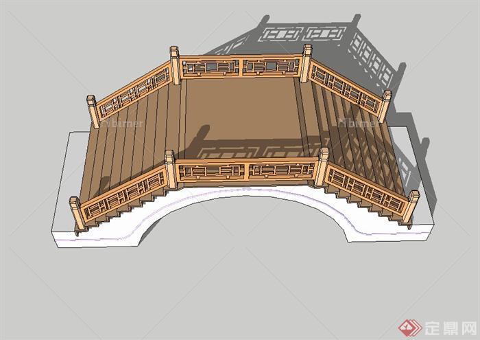 古典中式风格节点木桥拱桥设计su模型[原创]