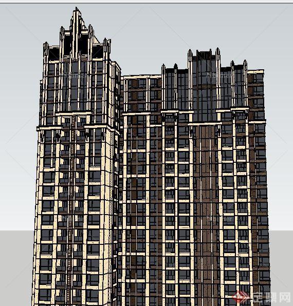 新古典高层公寓建筑设计su模型[原创]