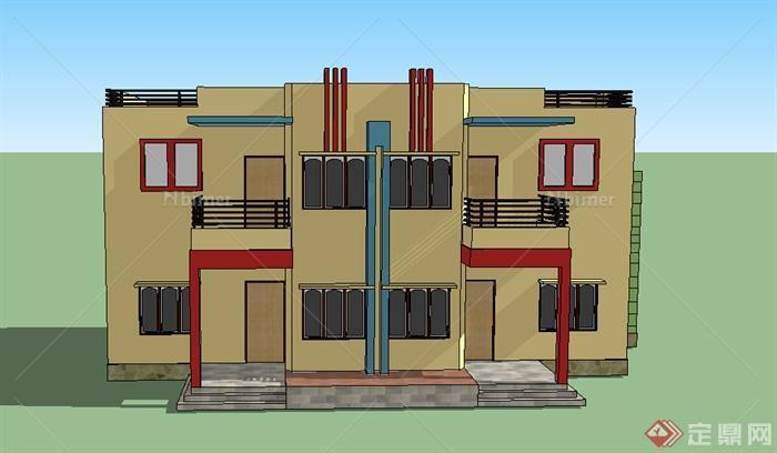 某现代2层小居住楼设计SU模型