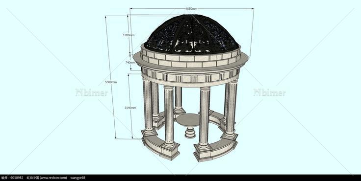 欧式圆形亭子SU模型