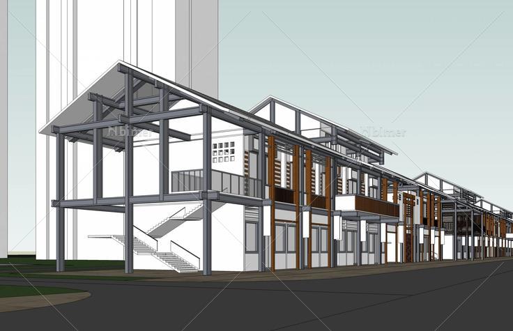 中式商业街(49578)su模型下载