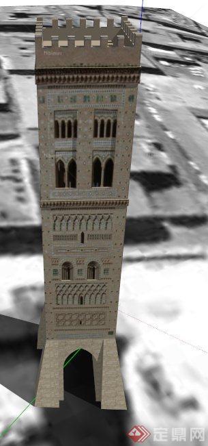 古欧式塔楼建筑设计SU模型
