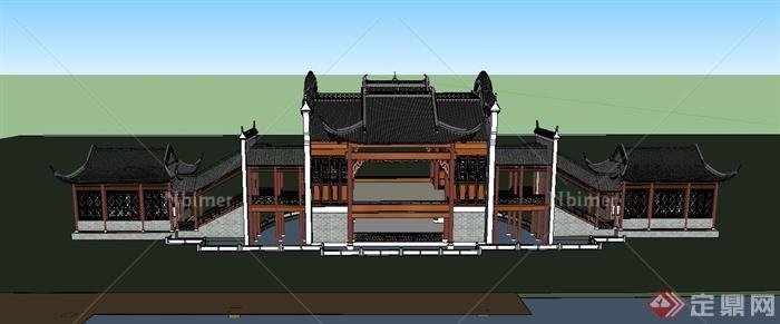 某古典中式看台建筑设计SU模型