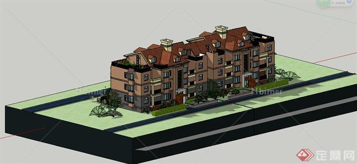 某地区住宅小区建筑设计SU模型素材
