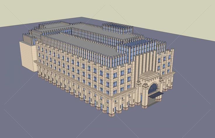 新古典风格多层办公楼(44485)su模型下载