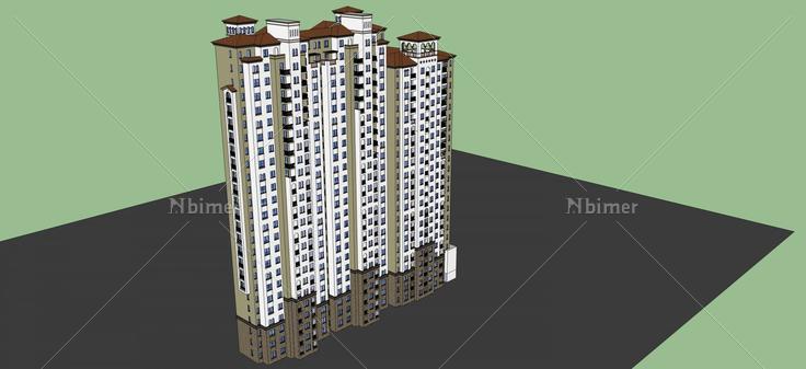 西班牙风格高层住宅(49968)su模型下载