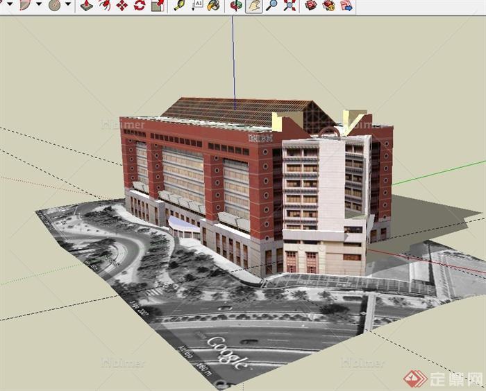 现代风格贴图办公大楼设计SU模型[原创]