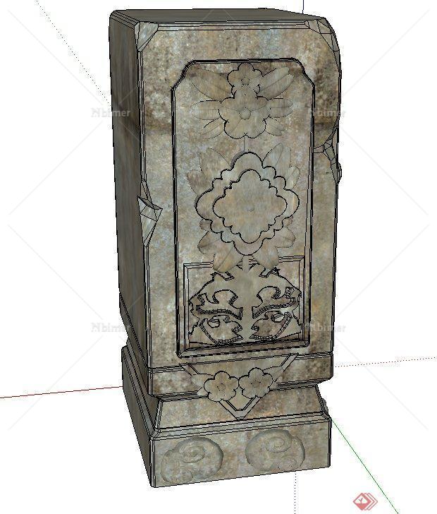 古典中式长方形石柱设计SU模型