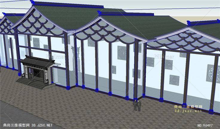 中式风格博物馆建筑模型