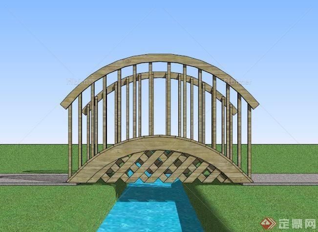 现代拱形木桥设计SU模型[原创]