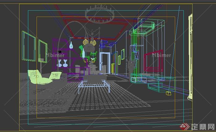 某室内简约客厅装饰设计3D模型素材