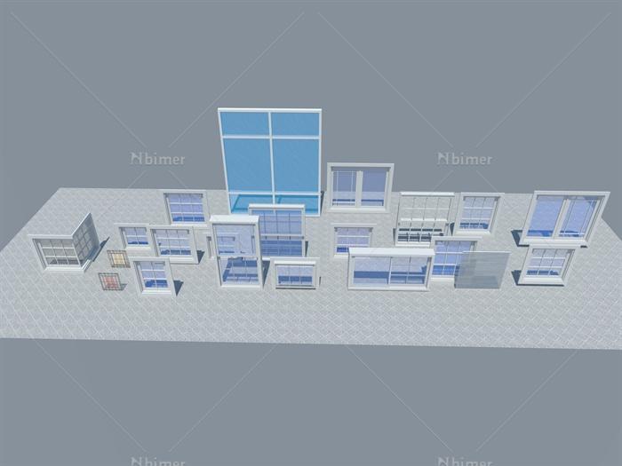 多个玻璃窗子设计su模型