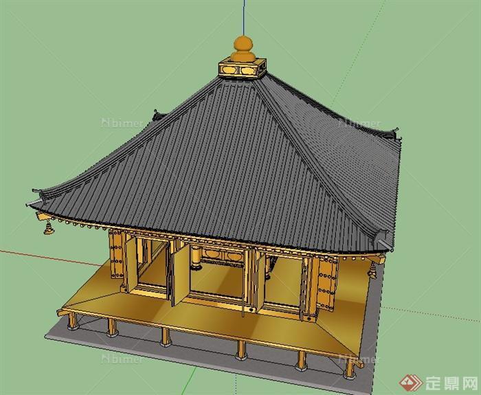 古典中式四角古建设计su模型[原创]