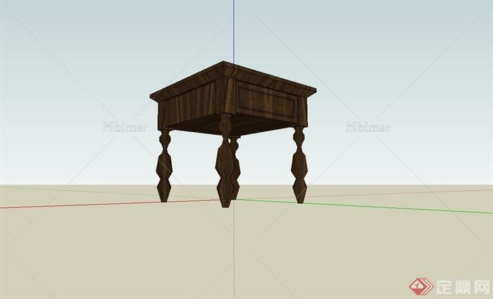 欧式木质小桌设计su模型