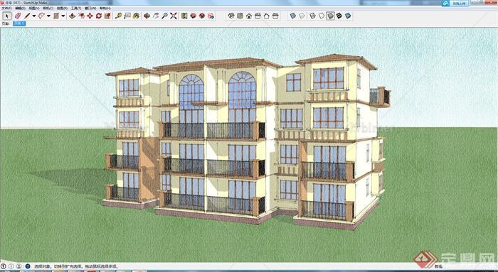 某4层小洋楼建筑设计SU模型