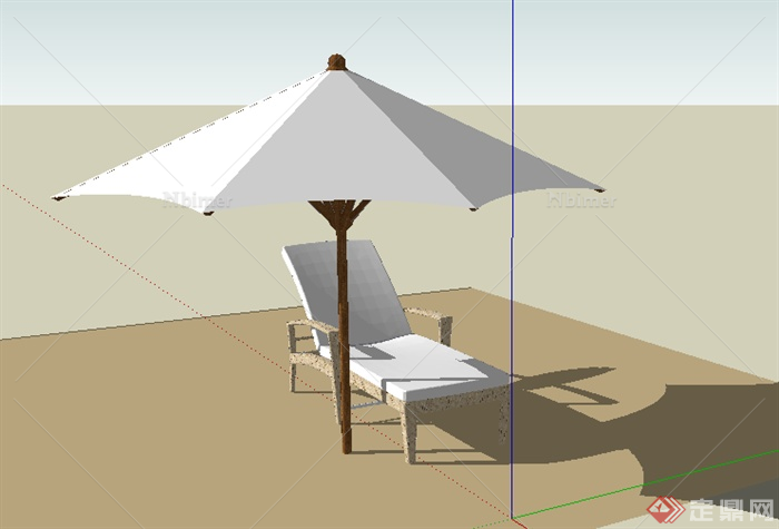 某园林景观室外太阳伞座椅SU模型素材