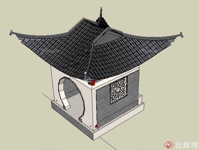 古中式飞檐亭设计SU模型