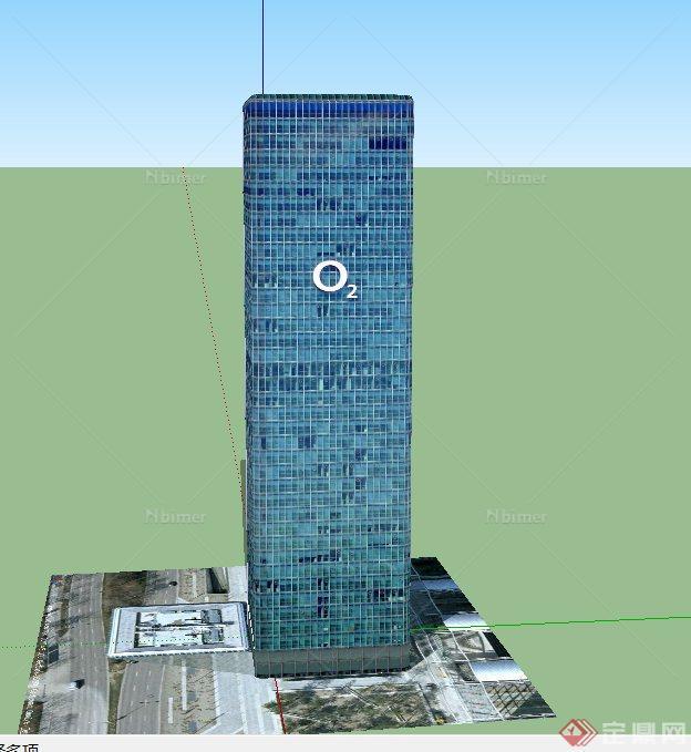 某现代方形高层办公建筑设计SU模型