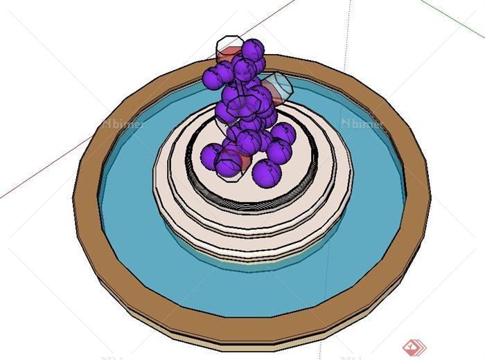 圆形雕塑水池景观设计SU模型