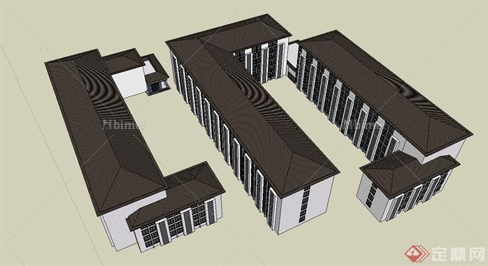 某高校宿舍楼建筑方案设计SU模型