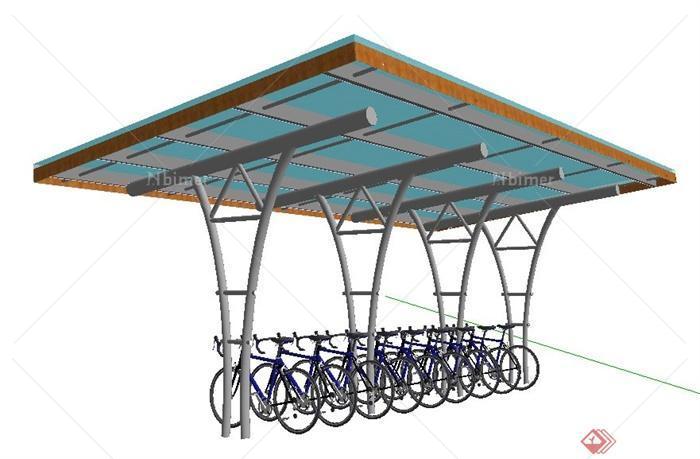 现代风格玻璃自行车棚su模型