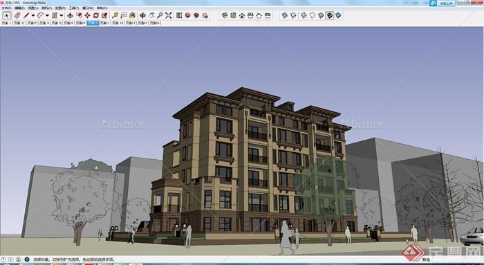 某新古典风格住宅建筑设计方案SU模型