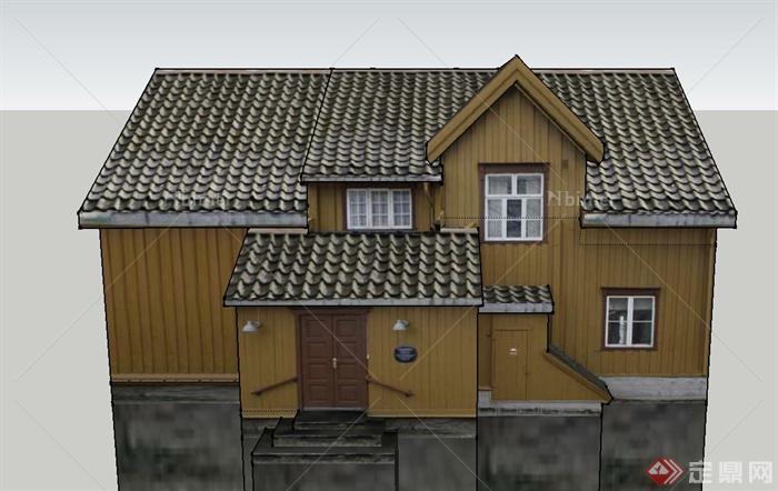 某两层瓦面住宅建筑设计SU模型